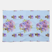 Shabby Chic Blue Pansy Floral Dot Tea Towel Theedoek (Horizontaal)