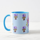 Shabby Chic Blue Pansy Floral Polka Dot Mok (Links)