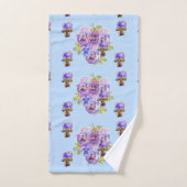 Shabby Chic Blue Pansy Floral Polka Dot Towel Set Bad Handdoek (Handdoek)