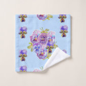 Shabby Chic Blue Pansy Floral Polka Dot Towel Set Bad Handdoek (Wasdoekje)