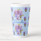 Shabby Chic Blue Pansy Floral Polka Mok (Voorkant)