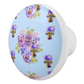 Shabby Chic Blue Pansy Keramische Knop (Rechts)