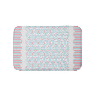 Shabby Chic Blue & Pink Damask Badmat