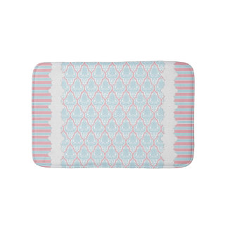 Shabby Chic Blue & Pink Damask Badmat
