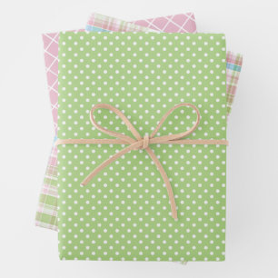 Shabby Chic Blue Pink Green Stripes Patroon Inpakpapier Vel
