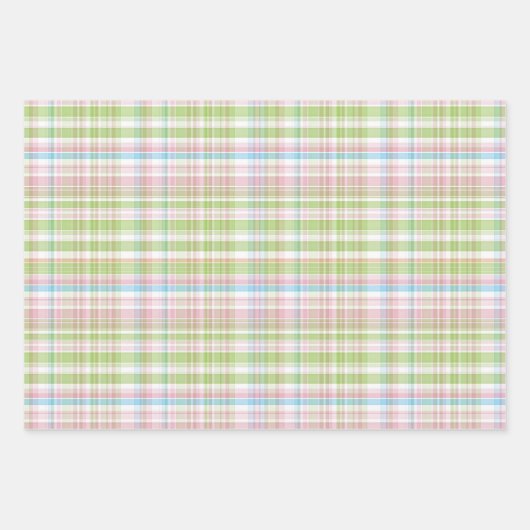 Shabby Chic Blue Pink Green Stripes Patroon Inpakpapier Vel (Voorkant 2)