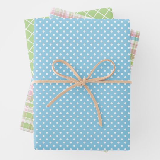 Shabby Chic Blue Pink Green Stripes Patroon Inpakpapier Vel (In situ)