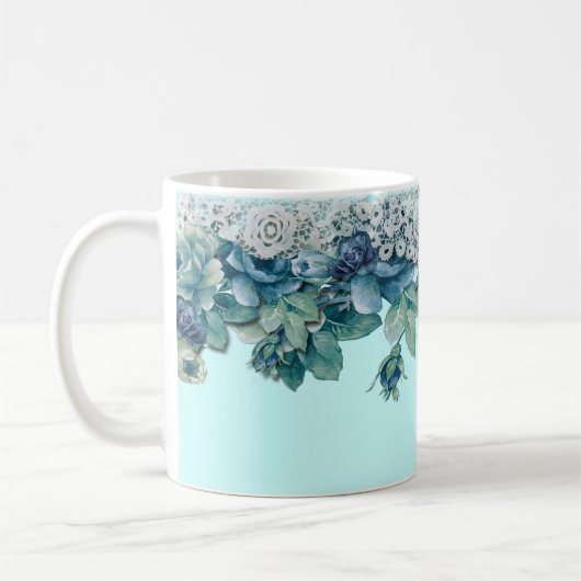 Shabby Chic  Blue Roos Coffee Mok (Links)