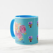 Shabby Chic Blue Roos Floral Viola Flower Mok (Voorkant links)