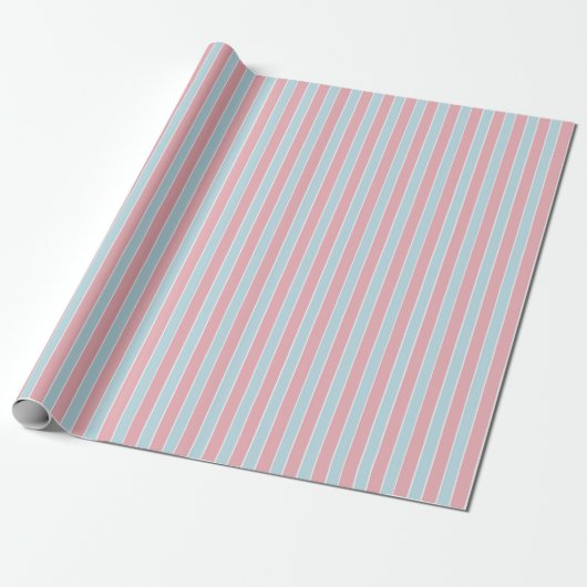 Shabby Chic Blue & Roze Striped Cadeaupapier (Uitgerold)