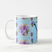 Shabby Chic Blue Stripe Tabby Cat Love Heart Koffiemok (Links)