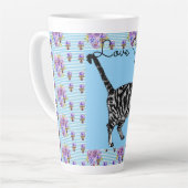 Shabby Chic Blue Stripe Tabby Cat Love Heart Latte Mok (Linkerhoek)