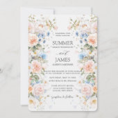 Shabby Chic Blush Blauw Witte Bloemen Bloem Huweli Kaart (Voorkant)