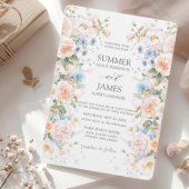 Shabby Chic Blush Blauw Witte Bloemen Bloem Huweli Kaart