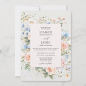 Shabby Chic Blush Blauw Witte Bloemen Bloem Huweli Kaart (Voorkant)