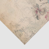 Shabby Chic Blush Blauwe Pioenen Vlinder Tissuepapier (Detail)