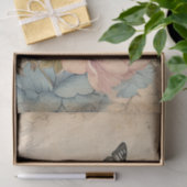 Shabby Chic Blush Blauwe Pioenen Vlinder Tissuepapier (Geschenk)