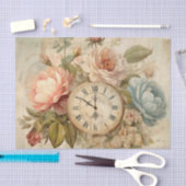 Shabby Chic Blush Blue Rozen Bloemenklok Tissuepapier (Craft)