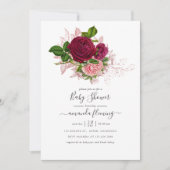 Shabby-Chic Blush en Bourgogne Baby shower Kaart (Voorkant)