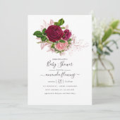 Shabby-Chic Blush en Bourgogne Baby shower Kaart (Staand voorkant)