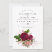  Shabby-Chic Blush en Bourgundy Wedding Kaart (Voorkant)