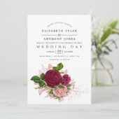  Shabby-Chic Blush en Bourgundy Wedding Kaart (Staand voorkant)