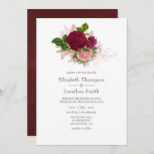  Shabby-Chic Blush en Bourgundy Wedding Kaart (Voorkant / Achterkant)