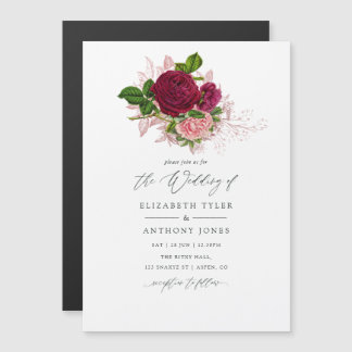  Shabby-Chic Blush en Bourgundy Wedding Magnetische Uitnodiging