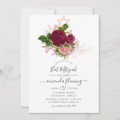 Shabby-Chic Blush en Burgundy Bat Mitzvah Kaart (Voorkant)
