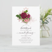 Shabby-Chic Blush en Burgundy Bat Mitzvah Kaart (Staand voorkant)