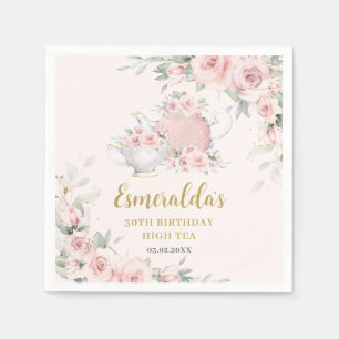 Shabby Chic Blush Floral High Tea Party Verjaardag Servet