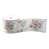 Shabby Chic Blush Pink Roses Eucalyptus Greenery Grosgrain Lint (Spoel)