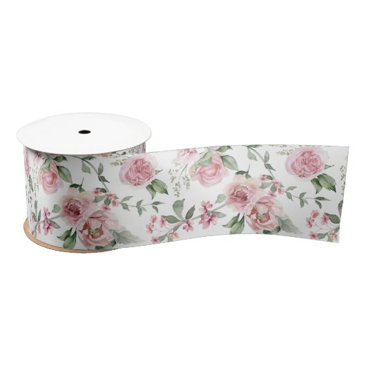 Shabby Chic Blush Pink Roses Eucalyptus Greenery Satijnen Lint (Spoel)