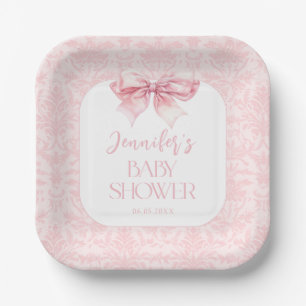 Shabby Chic Blush Roze Bow Baby Girl Shower Papieren Bordje