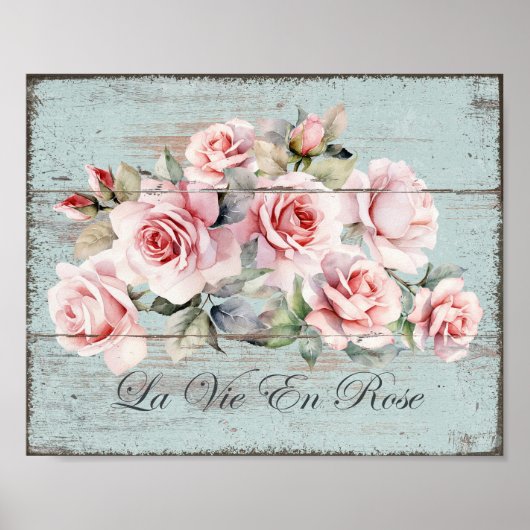 Shabby Chic Blush Rozen La Vie En Roos Poster (Voorkant)