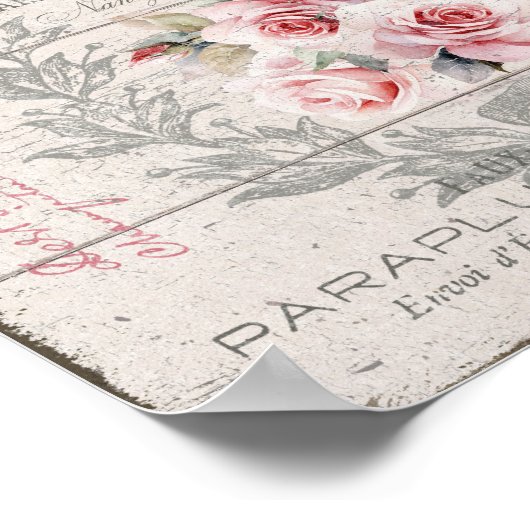 Shabby Chic Blush Rozen Wreath Downloadbare Poster (Hoek)