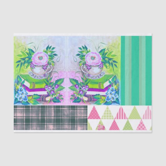 Shabby Chic Boek Thema Bloemen Weefsel Papier (Voorkant)