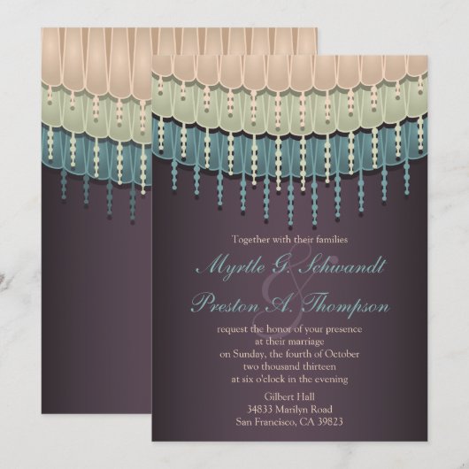 Shabby Chic Bohemian Wedding Invitations Kaart (Voorkant / Achterkant)
