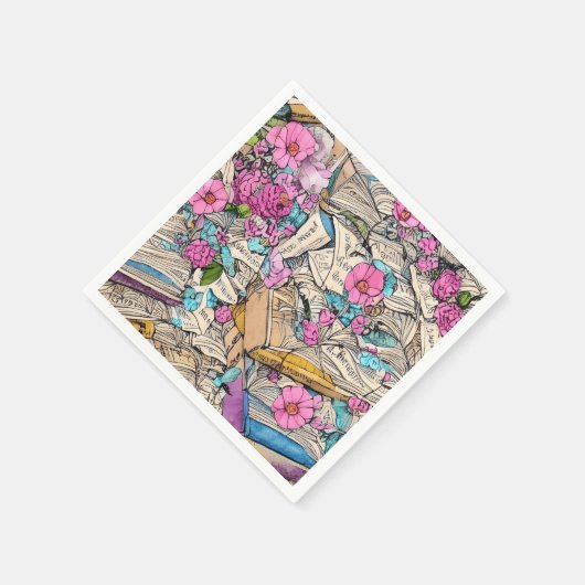 Shabby Chic Book File Illustration Napkins Servet (Hoek)