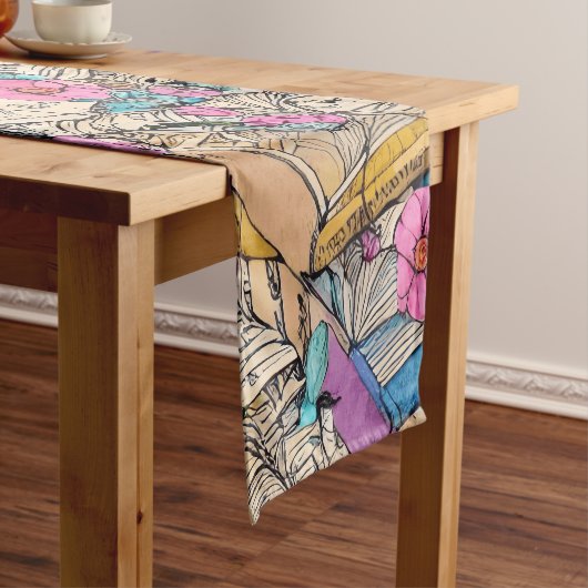 Shabby Chic Book Illustrator Table Runner Korte Tafelloper (Voorbeeld)