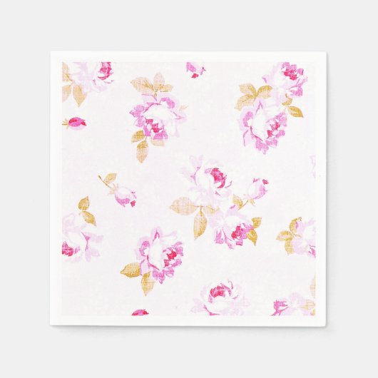 Shabby Chic Bord Roze Rose Papier Servet (Voorkant)