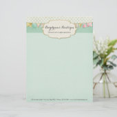 Shabby Chic Boutique Bunting in Pink, Mint & Gold Custom Briefhoofd (Staand voorkant)