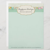 Shabby Chic Boutique Bunting in Pink, Mint & Gold Custom Briefhoofd (Voorkant / Achterkant)