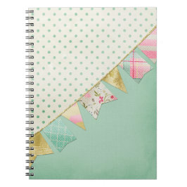 Shabby Chic Boutique Bunting in Pink, Mint & Gold Notitieboek