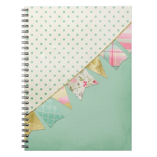 Shabby Chic Boutique Bunting in Pink, Mint & Gold Notitieboek (Voorkant)