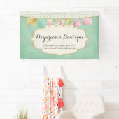 Shabby Chic Boutique Bunting in Pink, Mint & Gold Spandoek (Insitu)