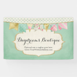 Shabby Chic Boutique Bunting in Pink, Mint & Gold Spandoek