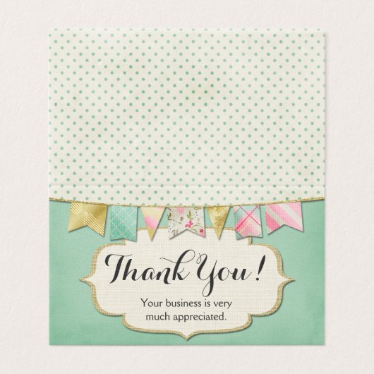 Shabby Chic Boutique Bunting in Roze Dank je Kaart (Buitenkant ongevouwen)