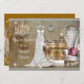 SHABBY CHIC  BRIDAL SHOWER INVITATION BLOK KAART (Voorkant / Achterkant)