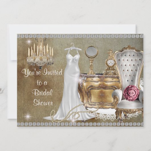 SHABBY CHIC  BRIDAL SHOWER INVITATION BLOK KAART (Voorkant)